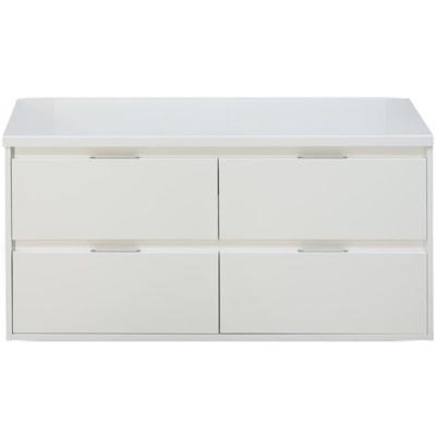 Porto Badmeubelset 120 cm - 4 Laden Wit Hoogglans - Wastafelbovenblad Wit Hoogglans