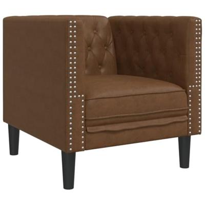 3-delige Loungeset Chesterfield met bolsters kunstsuède bruin