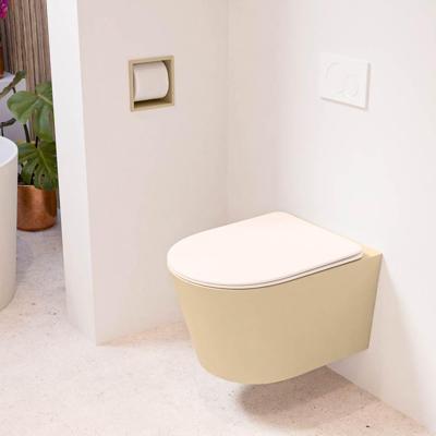 MONDIAZ LAVIE hangend toilet single fire rimless diepspoel Sand, Toiletzitting met quick-release & softclose Rosee