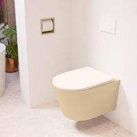 MONDIAZ LAVIE hangend toilet single fire rimless diepspoel Sand, Toiletzitting met quick-release & softclose Rosee - thumbnail