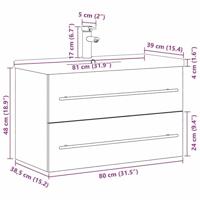 Badkamerkast Oud hout 80 x 38.5 x 48 cm Bewerkt hout - thumbnail