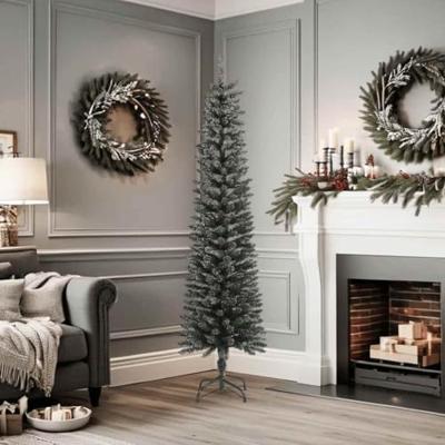 VidaXL Kunstkerstboom met standaard smal 180 cm pvc groen VidaXL Kunstkerstboom met standaard smal 180 cm pvc groen