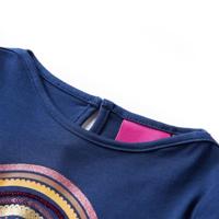 Kindershirt met lange mouwen regenboogprint 128 marineblauw - thumbnail