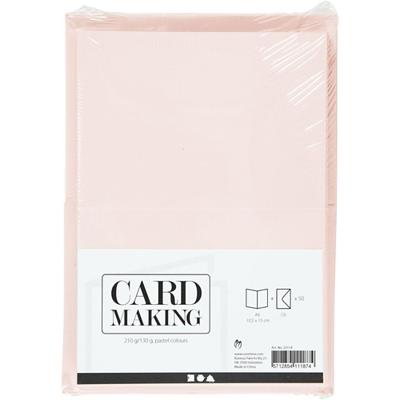 Creativ Company Kaarten en enveloppen, afmeting kaart 10,5x15 cm, afmeting envelop 11,5x16,5 cm, 110+220 gr, pastelkleuren, 50 set/ 1 doos