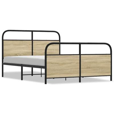 Bedframe zonder matras bewerkt hout sonoma eikenkleur 120x200cm Bedframe zonder matras bewerkt hout sonoma eikenkleur 120x200cm
