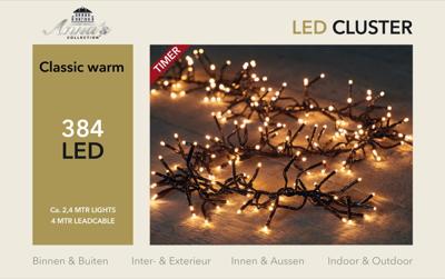 Led classic cluster lights 384l/2,4m - 4m aanloopsnoer zwart - bi-bui trafo Anna's collection - Annas collection