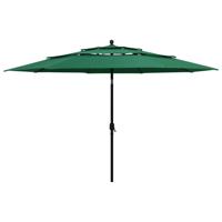 VidaXL Parasol 3-laags met aluminium paal 3,5 m groen - thumbnail