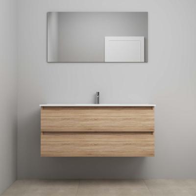 On-Line Badkamermeubelset - 120 cm - Voorgemonteerd - Porseleinen Wastafel - 1 Kraangat - Spiegel - Eiken