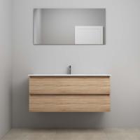On-Line Badkamermeubelset - 120 cm - Voorgemonteerd - Porseleinen Wastafel - 1 Kraangat - Spiegel - Eiken - thumbnail