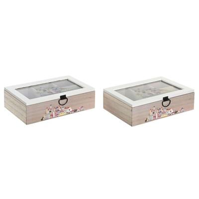 Box for Infusions DKD Home Decor Kristal Multicolour Hout MDF (2 Stuks) (23 x 15 x 7 cm)