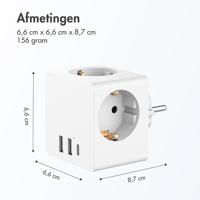Accezz PowerCube 6-in-1 1x USB-C+2x USB-A+3x stopcontact 4000W Oplader Wit - thumbnail