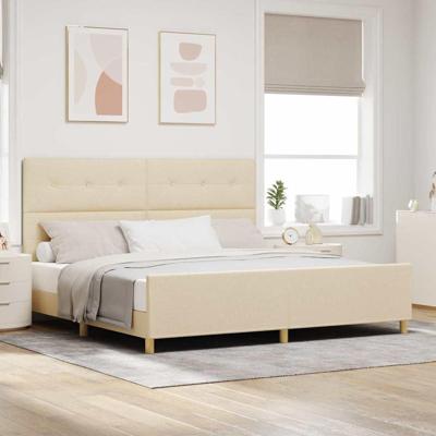 Bedframe met hoofdeinde Crème 200 x 200 cm Stof