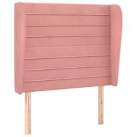 Hoofdbord met randen 93x23x118/128 cm fluweel roze - thumbnail