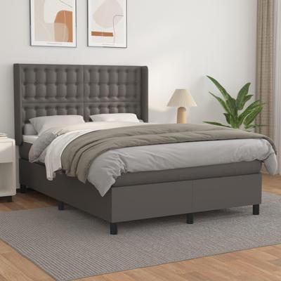Boxspring met matras kunstleer grijs 140x190 cm