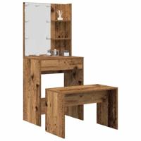 Kaptafelset met LED-verlichting bewerkt hout oud houtkleurig - thumbnail