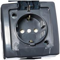 Nautic wandcontactdoos enkel IP44 1V RA antraciet - thumbnail