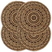VidaXL Placemats 4 st rond 38 cm jute donkerbruin - thumbnail