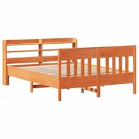 Bedframe zonder matras massief grenenhout wasbruin 120x190 cm - thumbnail