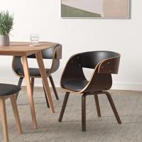 Eetkamerstoel gebogen hout en kunstleer - thumbnail
