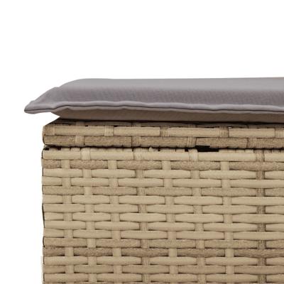 4-delige Loungeset met kussens poly rattan beige - thumbnail