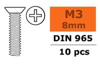 Verzonken schroef met philips kruissleuf, M3X8, Gegalvaniseerd staal (10st) - thumbnail