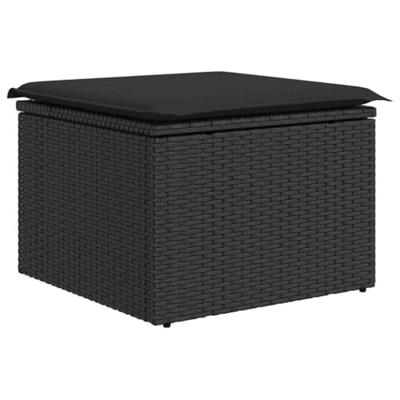 8-delige Loungeset met kussens poly rattan zwart - thumbnail
