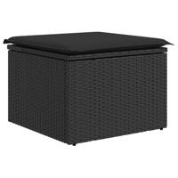 8-delige Loungeset met kussens poly rattan zwart - thumbnail