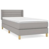 Boxspring met matras stof lichtgrijs 90x190 cm - thumbnail