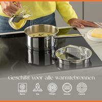 ELLE Gourmet Moderne Steelpan met Deksel - Ø 16 cm - Zonder anti-aanbaklaag - RVS - thumbnail