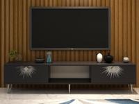 Tv-meubel NIDAS 2 deuren antraciet/zilver - thumbnail