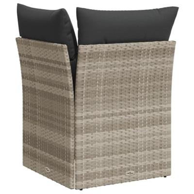 Tuinhoekbank met kussens poly rattan lichtgrijs - thumbnail