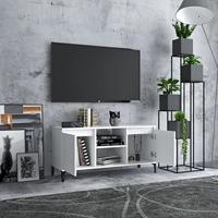 VidaXL Tv-meubel met metalen poten 103,5x35x50 cm wit - thumbnail