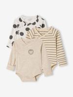 Set van 3 body's voor pasgeborenen met lange mouwen ecru - thumbnail