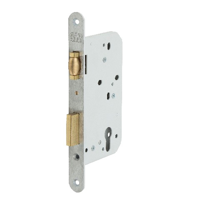 Nemef 689 Rolschootdeurslot | DM60mm | PC72mm | voorplaat RVS 24x235mm afgerond | verstelbare messing rolschoot- nachtschoot | DR 1+2+3+4 - 9068917650 - thumbnail