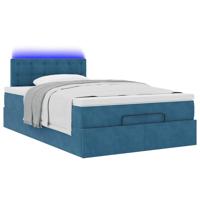 Ottoman bed met matras en LED's 140x190cm fluweel donkerblauw - thumbnail