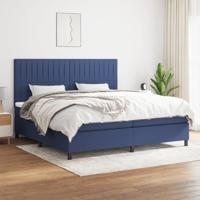 Boxspring met matras stof blauw 200x200 cm - thumbnail