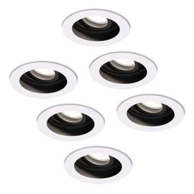 Set van 6 Laredo LED inbouwspots - GU10 4 Watt 345 Lumen - 6500K daglicht wit - Dimbaar - verzonken - Rond - Kantelbaar - IP20 Voor binnen - Wit
