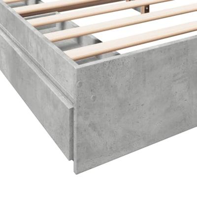 Bedframe met lades bewerkt hout betongrijs 200x200 cm