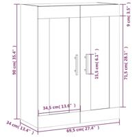 Wandkast 69,5x34x90 cm bewerkt hout gerookt eikenkleurig - thumbnail