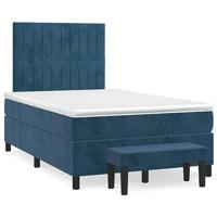 Boxspring met matras fluweel donkerblauw 120x200 cm - thumbnail