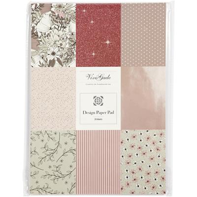 Creativ Company Design papierblok, afm 21x30 cm, 120+128 gr, beige, bruin, roze, wit, 24 vel/ 1 doos Creativ Company Design papierblok, afm 21x30 cm, 120+128 gr, beige, bruin, roze, wit, 24 vel/ 1 doos