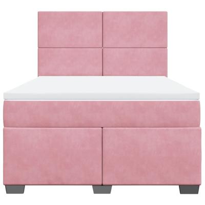 Boxspring met matras fluweel roze 140x200 cm