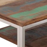 Wandtafel roestvrij staal en massief gerecycled hout zilver - thumbnail