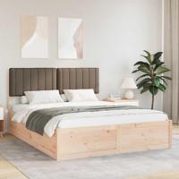 Bedframe met Gevoerd Hoofdgedeelte Taupe 150 x 200 cm - thumbnail