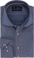 Sleeve7 Heren Overhemd Navy Kleine Bruine Print Modern Fit - thumbnail