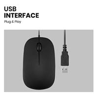 Perixx PERIMICE-201 U B Muis Kabelgebonden Optisch Zwart 3 Toetsen 800 dpi - thumbnail