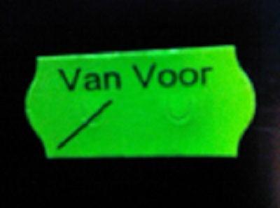 Etiket 2612 fl.groen perm VAN VOOR 54000