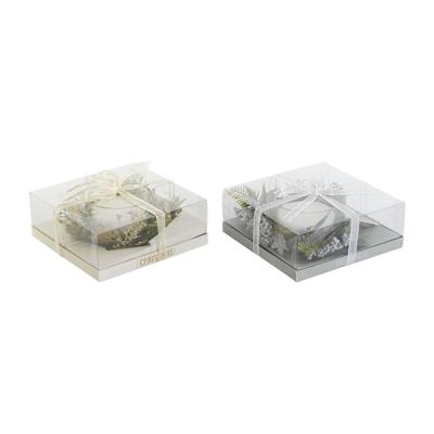 Kaars DKD Home Decor Gouden Zilverkleurig Kerstmis 21,5 x 21,5 x 8,5 cm (2 Stuks)
