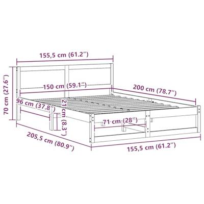 Bedframe Wasbruin 150 x 200 cm Massief grenenhout
