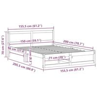 Bedframe met hoofdeinde Naturel 150 x 200 cm Massief grenenhout - thumbnail